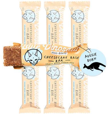 Blue Dinosaur Australian All Natural Snack Bars - Only 5 REAL Ingredients | Paleo, Vegan, Keto, Gluten Free Bars | Non-GMO High Protein Bars, Original Australian Granola Bars | Cheesecake, 12 Pk