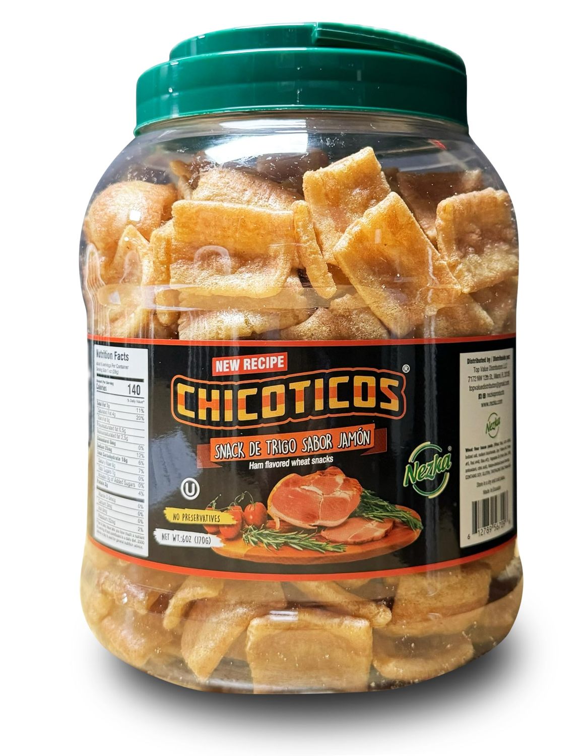Chicoticos Nezka Jamn - Cuban Delicious Ham Flavored Crunchy Snacks - 6 Oz
