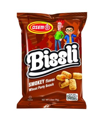 Osem Bissli Smokey - Flavored Crunchy Wheat Snack - No Food Coloring or Preservatives - 2.5 Ounce Bags (Pack of 24)