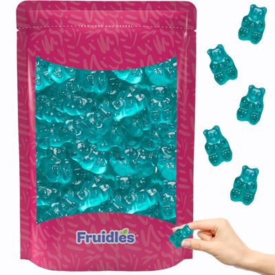Fruidles Gummi Bears Candy, Fruit Flavors Gummies, Allergy Friendly, Non-GMO, No Artificial Sweeteners Gummy (Light Blue Watermelon, 2 Pounds)