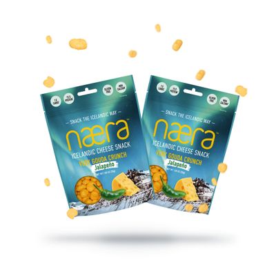 NÃ¦ra Icelandic - 2-Pack Very Gouda JalapeÃ±o 100% Cheese Crunch Protein Snacks, 100% Keto Friendly, Gluten-Free High Protein Snacks, Individual Snacks, Natural Snacks for Adults &amp; Kids, (1.05 oz ea)