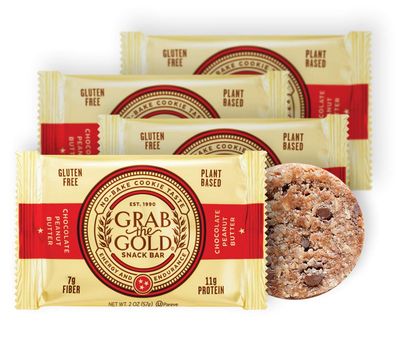 Snack Bars by Grab The Gold - Organic, Gluten Free, Vegan, Kosher, &amp; Dairy Free - 11g of Protein - Chocolate Peanut Butter (4 Count)