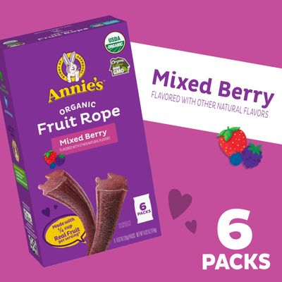 Annie's Organic Fruit Rope, Mixed Berry, Made With Real Fruit, 4.02 oz