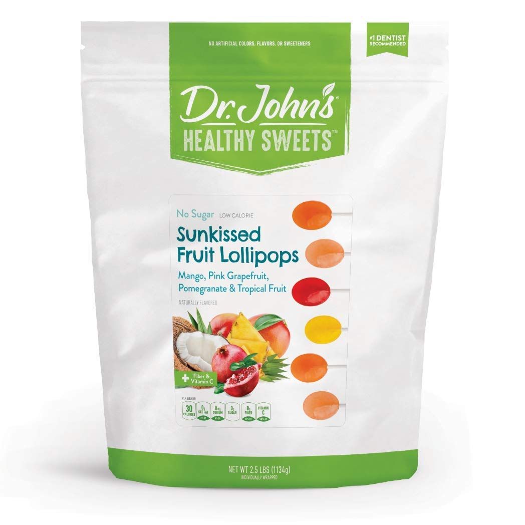Dr. Johns Sugar Free Candy, Healthy Lollipops with Zero Sugar, Low Calorie Snacks, Keto Friendly Hard Candy Sweets, Sunkissed Fruit Oval, 150 Count, 2.5 LB
