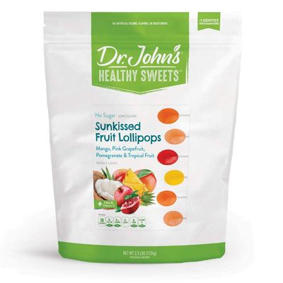 Dr. Johns Sugar Free Candy, Healthy Lollipops with Zero Sugar, Low Calorie Snacks, Keto Friendly Hard Candy Sweets, Sunkissed Fruit Oval, 150 Count, 2.5 LB