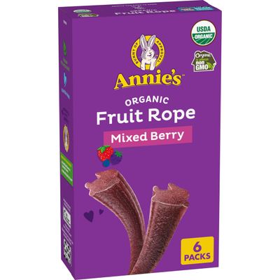 Annie&#39;s Organic Fruit Rope, Mixed Berry, Made With Real Fruit, 4.02 oz