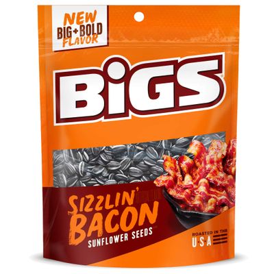 BIGS Sizzlin&#39; Bacon Sunflower Seeds, Keto Friendly Snack,5.35-oz. Bag (Pack of 12)