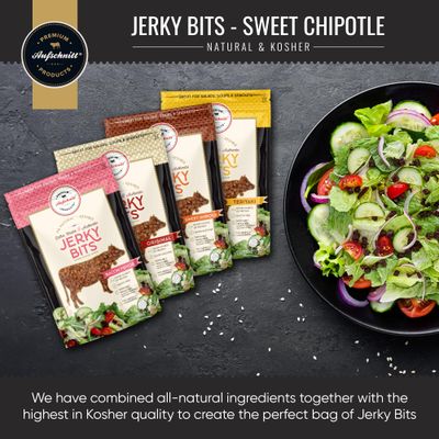 Aufschnitt Jerky Bits Bites, Healthy Snacks Made of Beef and Chicken, High Protein - Kosher, Halal, and Keto Friendly (Variety Pack)