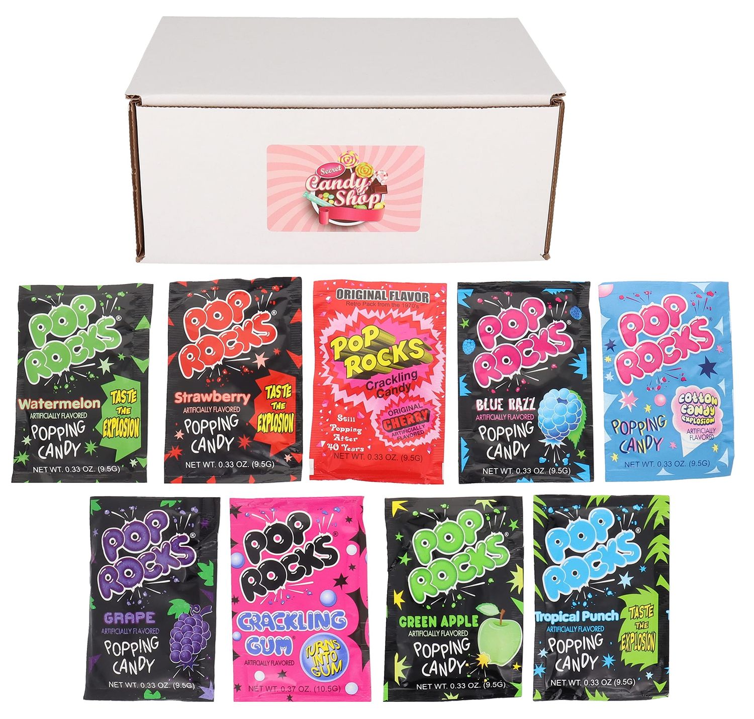 Secret Candy Shop Pop Rocks Pack of 9 Flavors (1 of each flavor, Total of 9)