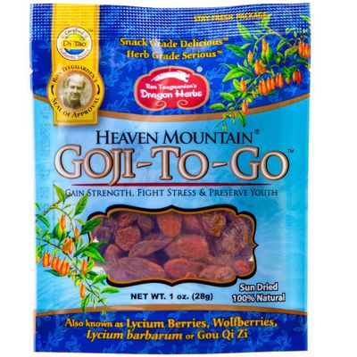 Dragon Herbs Heaven Mountain Goji Berries | Single Serving 1 oz Packet | Moist &amp; Plump - The ONE &amp; Only Snack Grade Goji | Fight Stress |Gain Strength | Preserve Youth | Eye Vision Tonic | 100% Sun