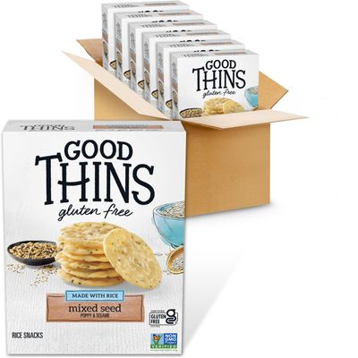 Good Thins Mixed Seed Rice Snacks Gluten Free Crackers, 6-3.5 oz Boxes