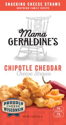 Mama Geraldine&#39;s Chipotle Cheese Straws - 4.5 oz Box, 1 Pack - Spicy &amp; Savory Baked Cheese Snacks