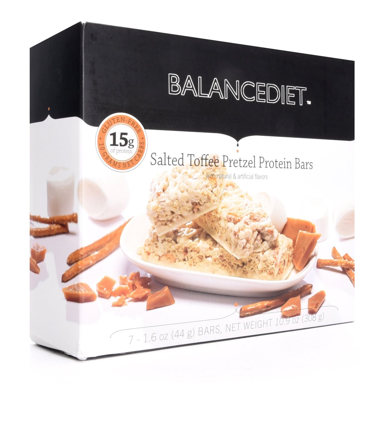 BalanceDiet | Protein Bar | 15g of Protein | Low Carb | 7 Bar Box (Salted Toffee Pretzel)