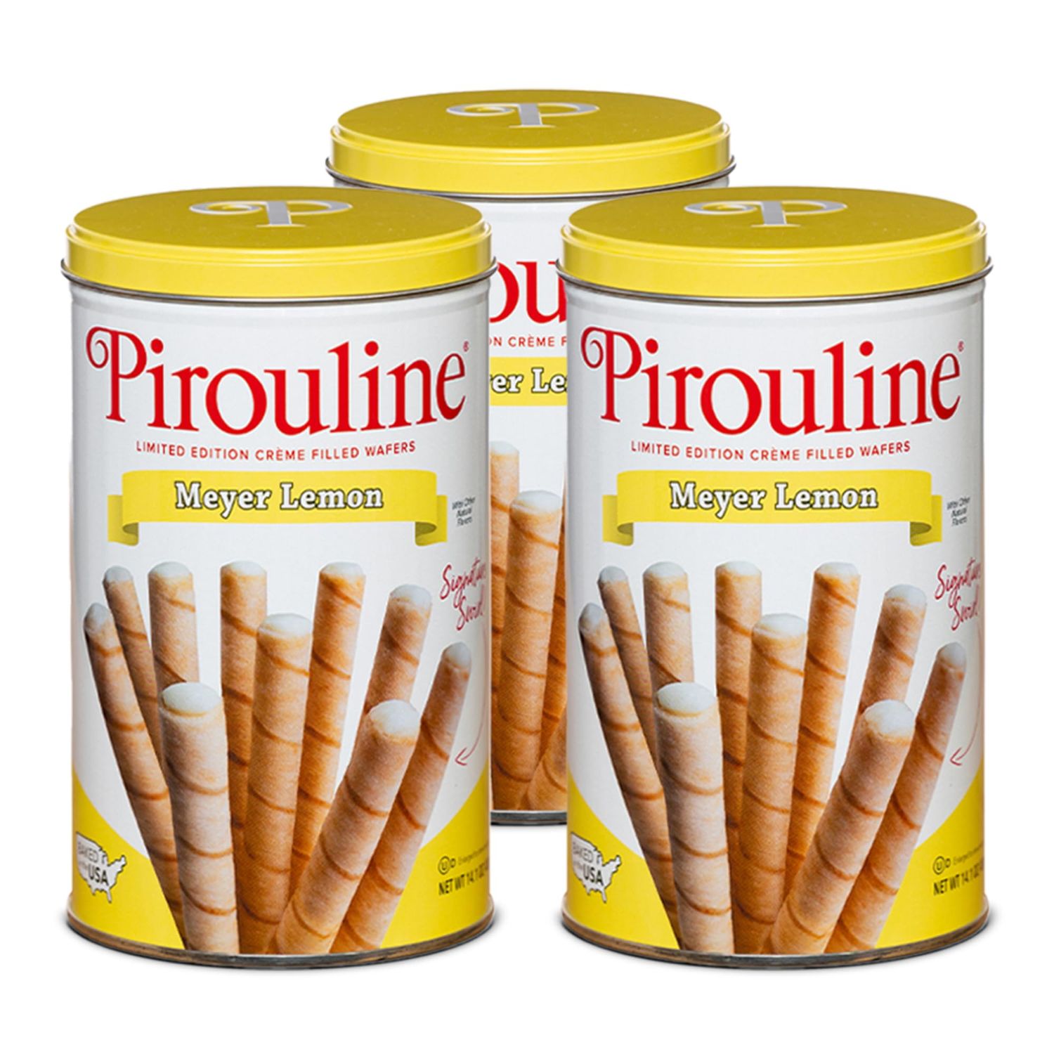 Pirouline Rolled Wafers - Lemon - Rolled Wafer Sticks, CrÃƒÂ¨me Filled Wafers, Rolled Cookies for Coffee, Tea, Ice Cream, Snacks, Parties, Gifts, and More - 14.1oz 3pk