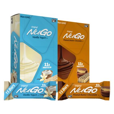 NuGo Original Variety, Vanilla Yogurt 15 bars &amp; Peanut Butter 15 bars, 11g Protein, Gluten Free, 30 Count