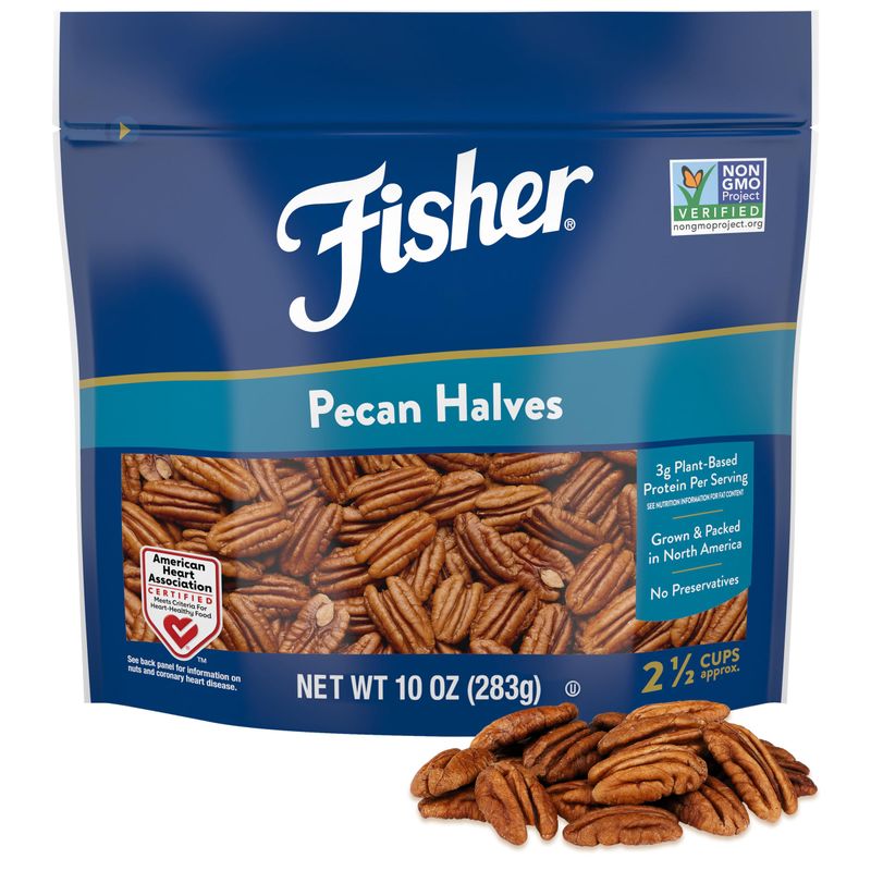 Fisher Chef&#39;s Naturals Pecan Halves 10 oz Resealable Bag, Unsalted Raw Nuts for Cooking, Baking &amp; Snacking, Vegan Protein, Keto Snack, Gluten Free Raw Pecans Halves
