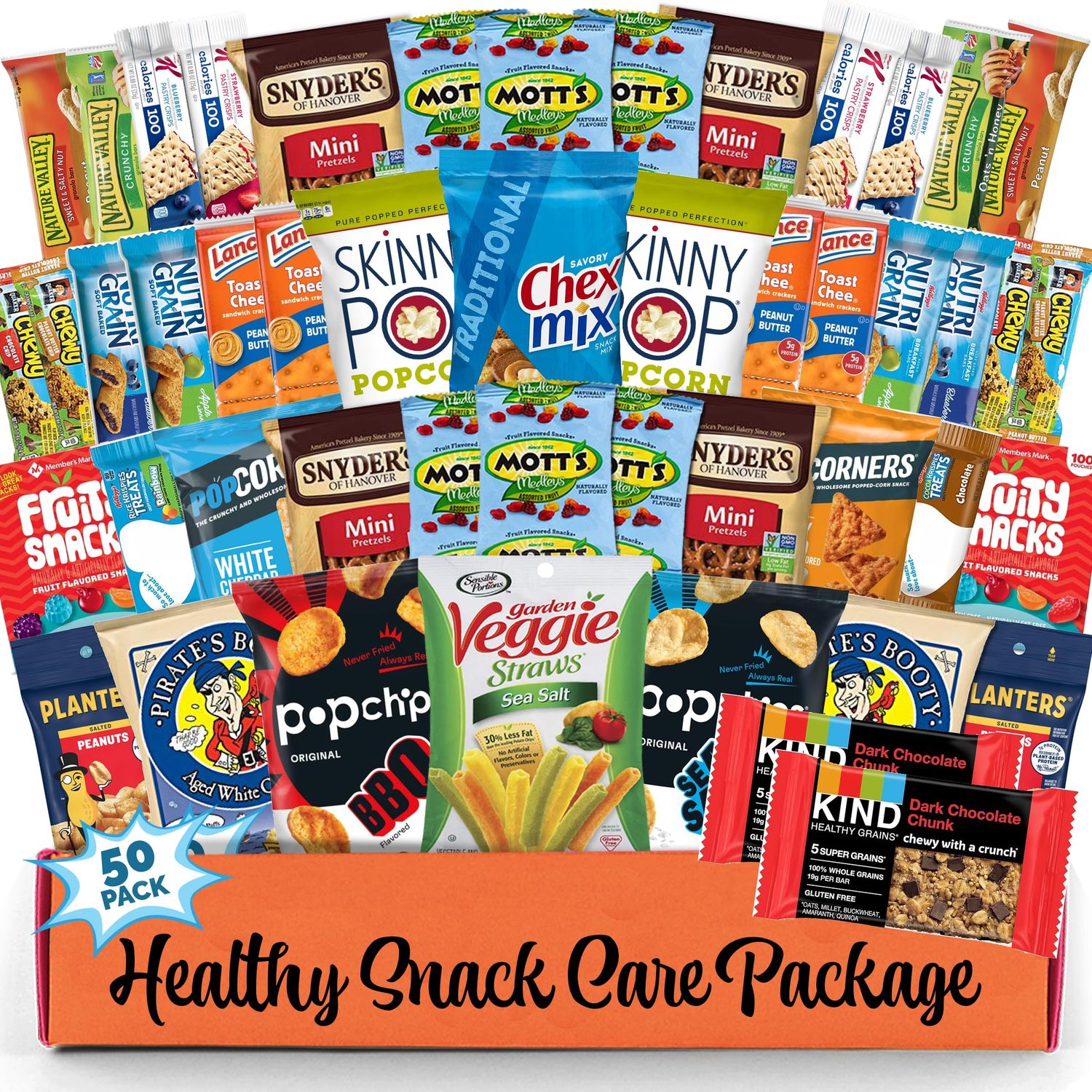 Healthy Christmas Snack Box Variety Pack Care Package (50 Count) Candy Gift Basket College Student Crave Food Box, Nutritious Bars Chips, Birthday Sweet Treats for Adults Kids Teens Boys Girls
