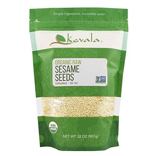 Kevala Raw Sesame Seeds Unhulled - Gluten Free, Vegan Snacks Seasoning, Kosher, Non GMO, Nutty Accent on Bread and Buns, Salad Topping, Bag, 2 lb