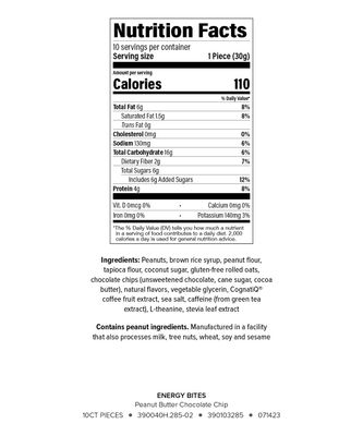 Isagenix Energy Bites - Convenient Snack Packed with Natural Energy Boosters - Peanut Butter Chocolate Chip Flavor (10 Pieces)