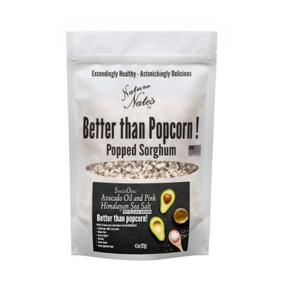 Nature Nates Popped Black Sorghum, Snack-Orac Avocado Oil &amp; Pink Himalayan Sea Salt - Keto &amp; Gluten Free, Healthy Snacks, Better Than Popcorn, Made in USA - 4.3 Ounce