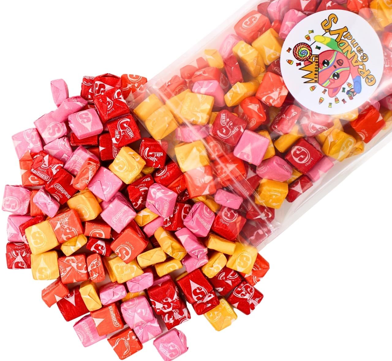 Original Chewy Candy - Star Burst- Grandys Candys Assorted Candy Bulk - Original Flavors: Cherry-Lemon-Orange-Strawberry (2 Lb)
