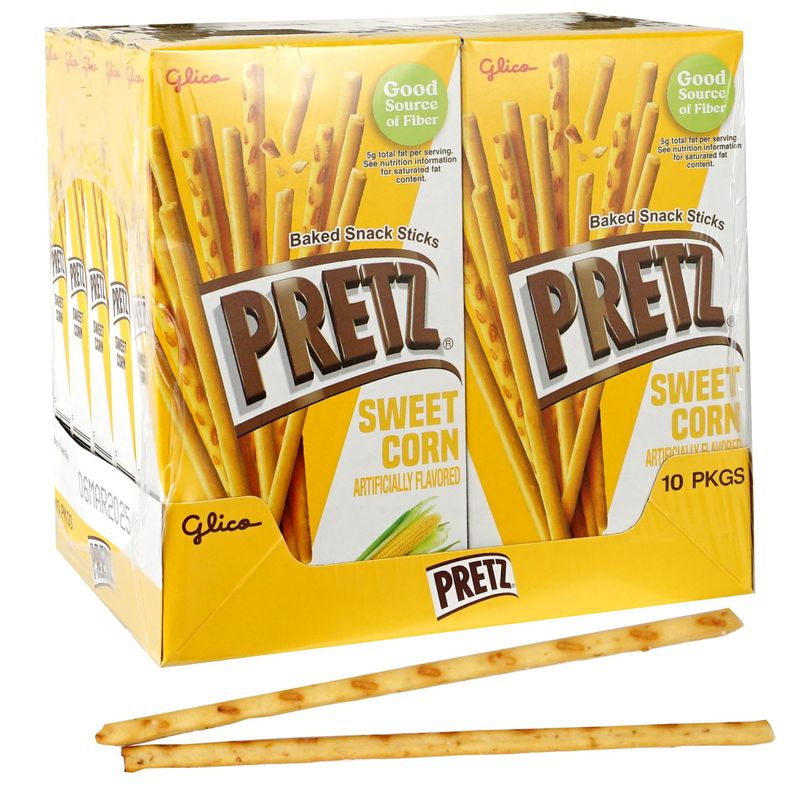 Pretz Sweet Corn Baked Stick, 1.09 oz (Pack of 10), Baked Snack Sticks, Biscuit Sticks