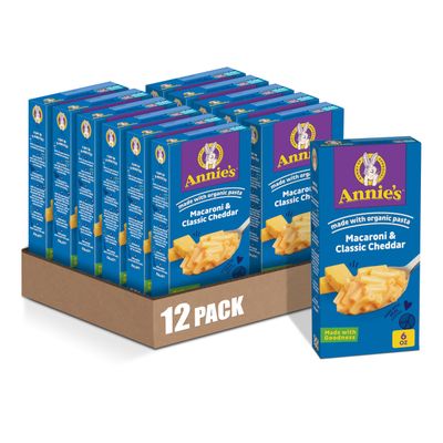 Annie&#39;s Classic Cheddar Macaroni and Cheese with Organic Pasta, 6 oz (Pack of 12)