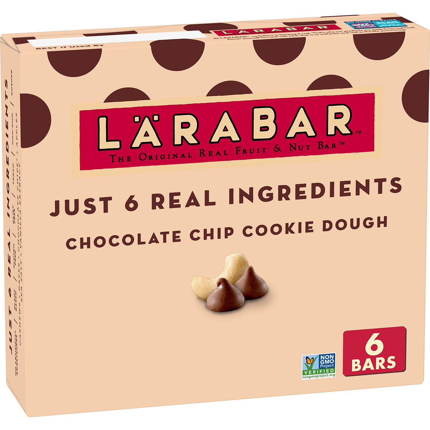 Larabar Chocolate Chip Cookie Dough, Gluten Free Vegan Fruit Nut Bars, 6 ct
