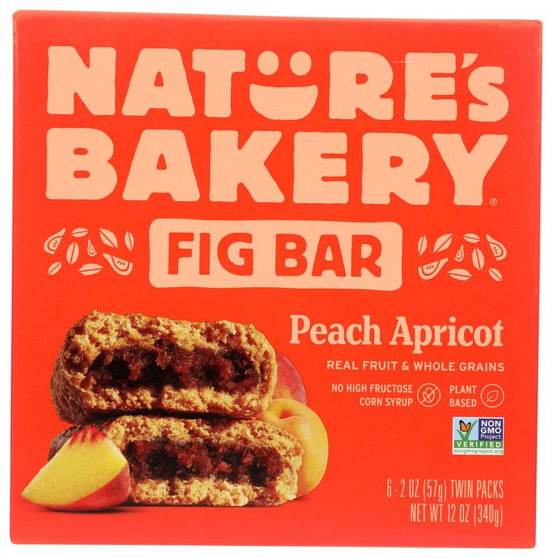 Nature&#39;s Bakery Peach Apricot Whole Wheat Fig Bars, 6 Count, Vegan, Non GMO, 12 Ounces (Pack Of 6)