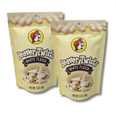 Buc-ee&#39;s Beaver Twists, White Fudge | White Fudge Beaver Twists | 3 Oz | Buc-ee&#39;s Snacks | Buc-ee&#39;s Beaver Nuggets, Full Size