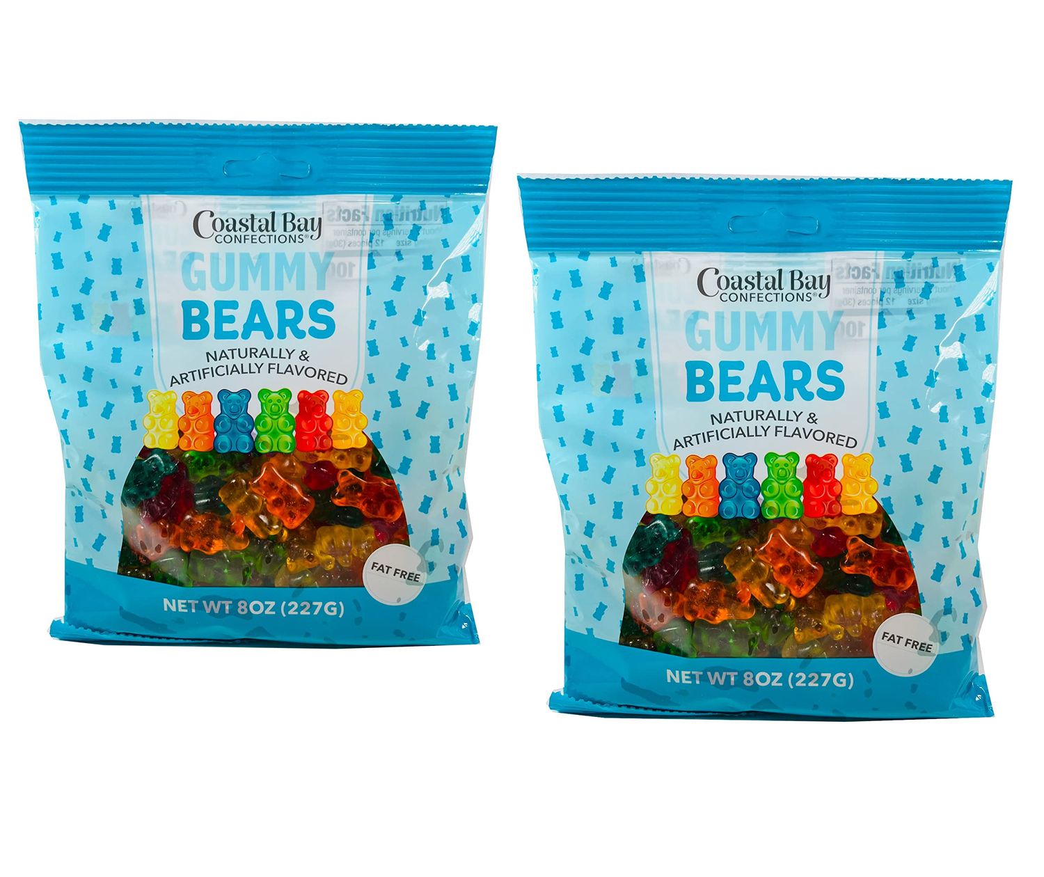 Gummy Bears - 2 8oz Bags of Coastal Bay fresh Gummy Bears, delicious fat-free, candy great flavors Total of 16 oz