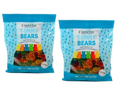 Gummy Bears - 2 8oz Bags of Coastal Bay fresh Gummy Bears, delicious fat-free, candy great flavors Total of 16 oz