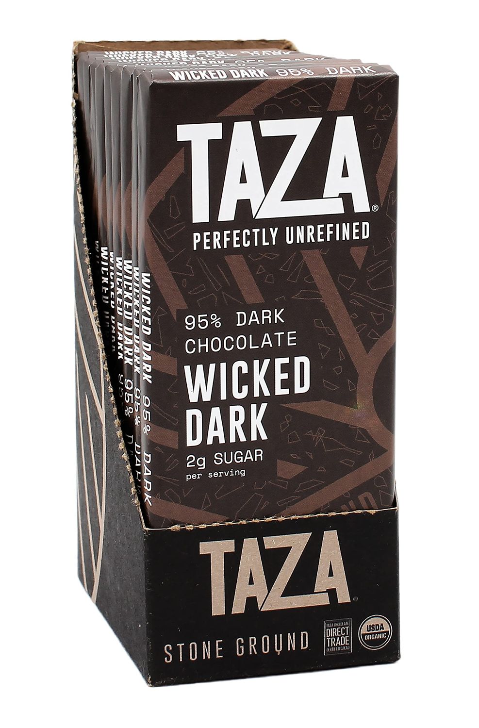 Taza Chocolate Organic Amaze Bar 95% Stone Ground, Wicked Dark, 2.5 Ounce (10 Count), Vegan