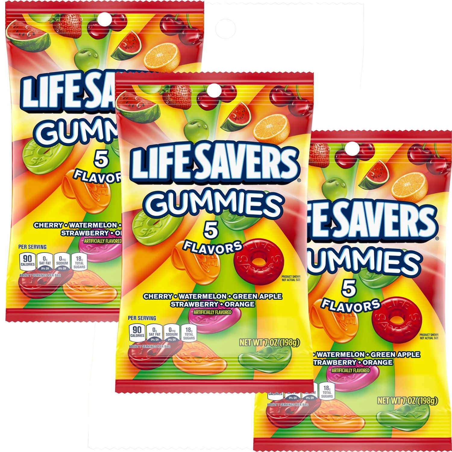 Lifesaver Gummies 5 Flavors, 7oz Gummy Bag (3 Pack), Gummy Candy