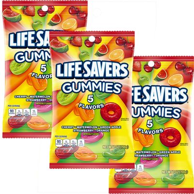 Lifesaver Gummies 5 Flavors, 7oz Gummy Bag (3 Pack), Gummy Candy