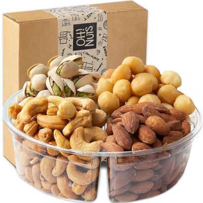 Nuts Gift Basket 4 Section | Freshly Roasted Assorted Nuts Party Tray | Healthy Snack Gift Box for Birthday, Friends, Men &amp; Women by Oh Nuts