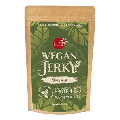 Little Jasmine Vegan Jerky, Wasabi Flavor, Plant Based Protein, Vegan Snack, 7.05oz