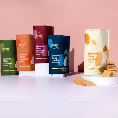Real Phat Foods Almond Flour Crackers - Low Carb, Gluten-Free, Keto &amp; Paleo Friendly Snack - 4.5 oz (Variety Pack of 5)