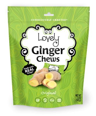 Lovely Candy Co. Original Ginger Chews, Made with Real Ginger, Individually Wrapped, 5oz (1-Pack) | Gluten-Free, Non-GMO, NO Artificial Ingredients, NO High Fructose Corn Syrup | 3 Simple Ingredients
