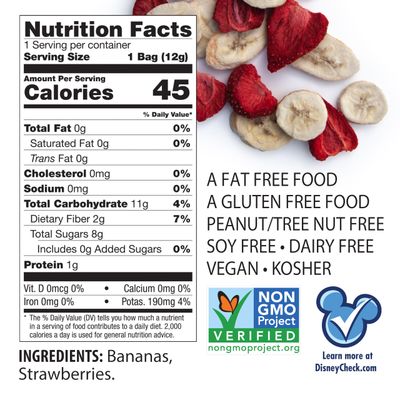 Brothers All Natural, Disney Goofy Bananas & Strawberries Freeze Dried Fruit Crisps, Gluten Free, Non-GMO, Nothing Added, 0.42 oz. (Pack of 12)