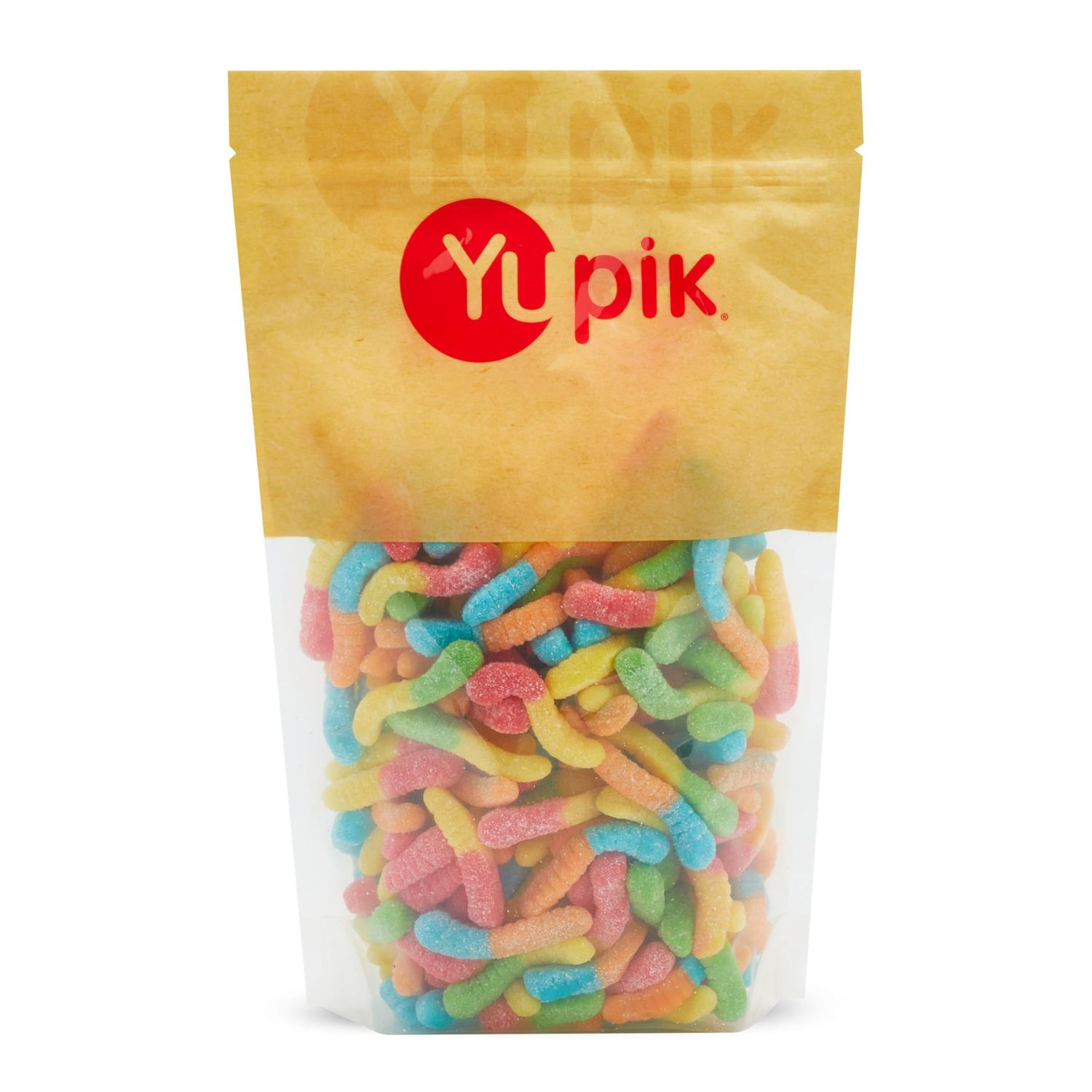 Yupik Gummy Neon Worms, 2.2 lb, Gluten-Free, Sweet &amp; Sour, Fruity Flavors, Sugary Coating, Chewy Small Gummies, Fun Treat, Sweet Candy, Delicious Snack, Ideal for Gifting, Holidays &amp; Baking