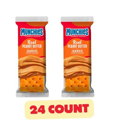 Munchies Peanut Butter on Cheese Crackers, 1.42 Ounce, Cheese Crackers, Peanut Butter Crackers, Snack Crackers, Cheese Crackers Snack Packs (24 count)