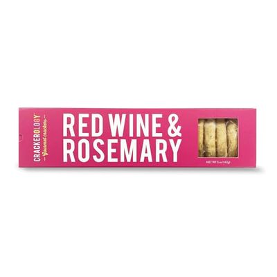 Crackerology Red Wine &amp; Rosemary Gourmet Crackers &amp; Cookies - Perfect for Charcuterie Boards &amp; Party Platters, For Hosting Special Events &amp; Get Togethers, 20-24 Count, Single Pack