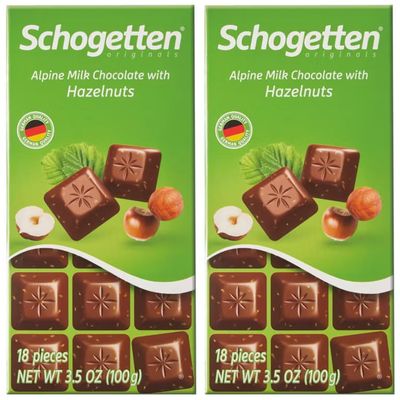 Alpine Hazenut Roasted Milk Fine German European Chocolate 3.5 oz Schogetten Bars - Gift Giving Snack Treat for Friends Family Thanksgiving Gathering