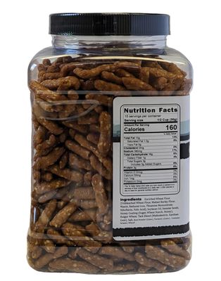 Sesame Sticks Snacks Honey Roasted 1 lb. - By Medley Hills Farm in Reusable Container - Fresh honey roasted sesame sticks - Sweet and Salty Flavored snacks