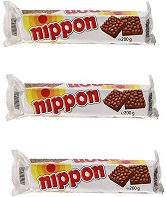 nippon Puffed Rice Snacks with Chocolate 200g  7.05oz, pack of 3