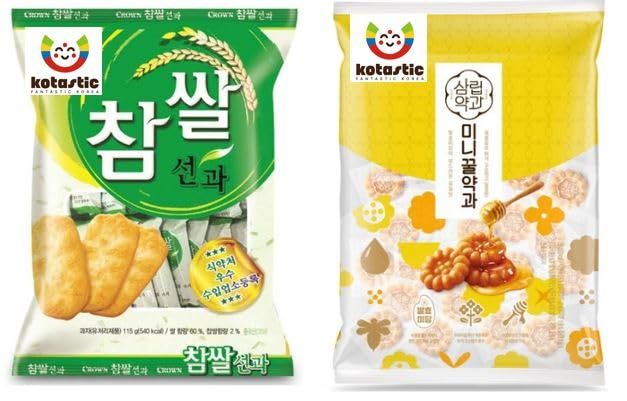 KOTASTIC Korean Rice Crackers Snack 115g , Yakgwa Korean Honey Cookies 200g    (Rice Crackers &amp; Yakgwa) (Large, Rice and Honey)
