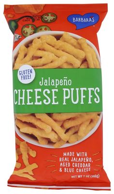 Barbara&#39;s Bakery Cheese Puffs Jalapeno -- 7 oz - 3PC