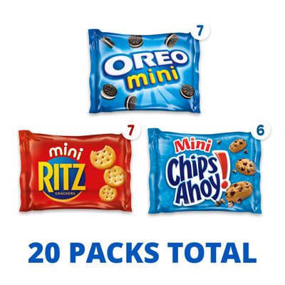 Nabisco Sweet &amp; Savory Mix Variety Pack, OREO Mini Cookies, CHIPS AHOY Mini Cookies &amp; RITZ Mini Crackers, 20 Snack Packs