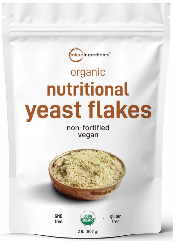 Organic Non-Fortified Nutritional Yeast Flakes, 2 Pounds (32oz) | Rich in Vegan Protein, B Vitamins &amp; Beta-glucans | Keto Friendly, Dairy Free Cheese Substitute, Non-GMO, Gluten Free